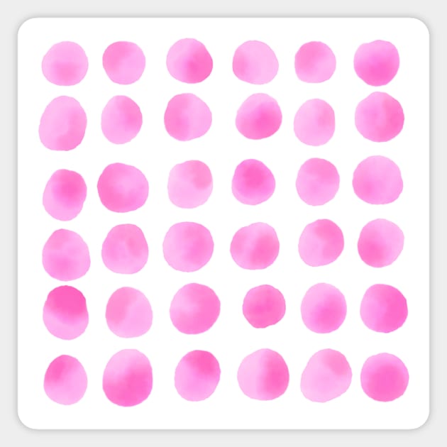 Pink Watercolor Polkadot Circle Pattern Sticker by PanyaCreative